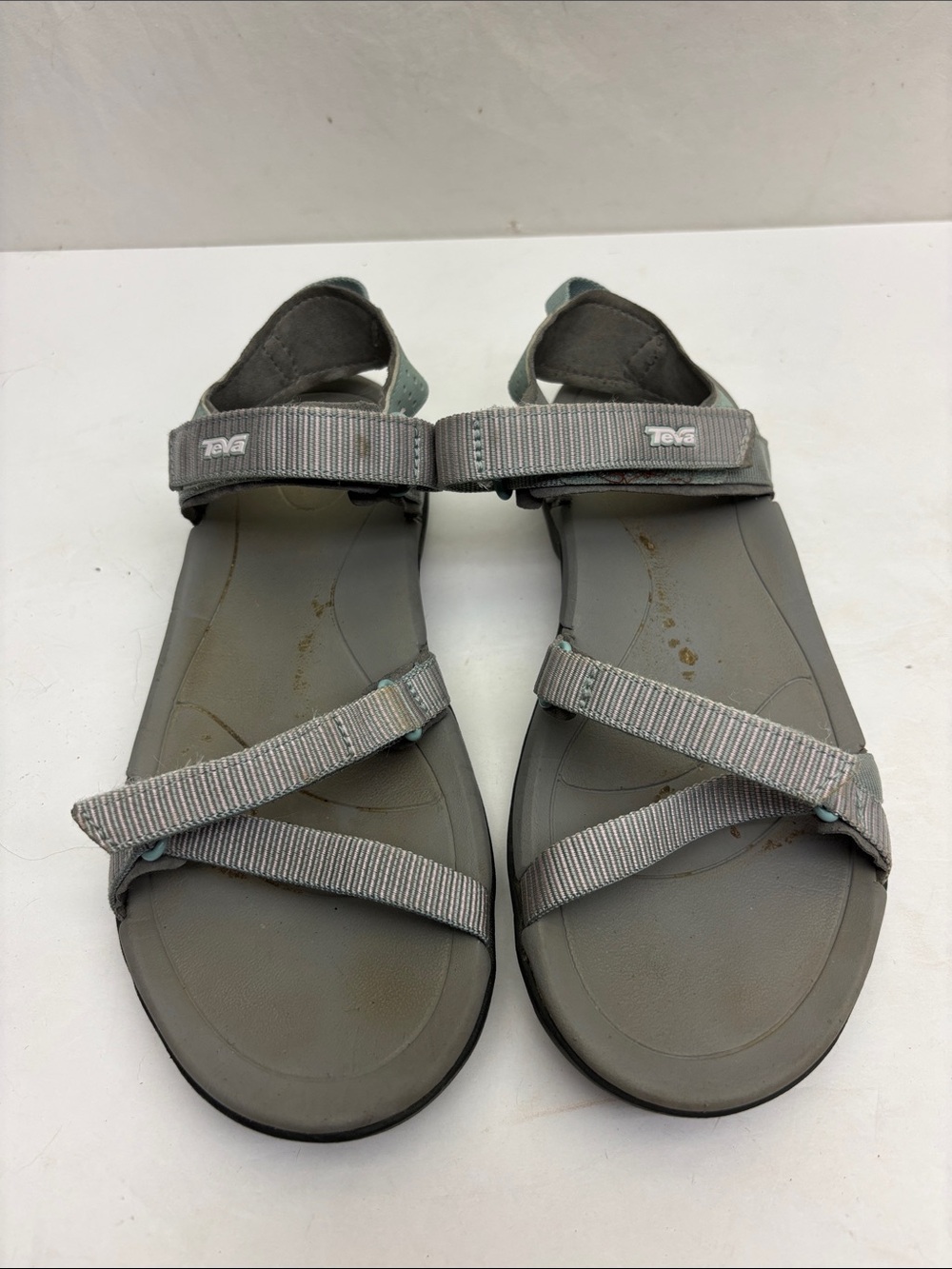 Teva Grey Adjustable Strap Sandals, SZ 8 women’s, box 16